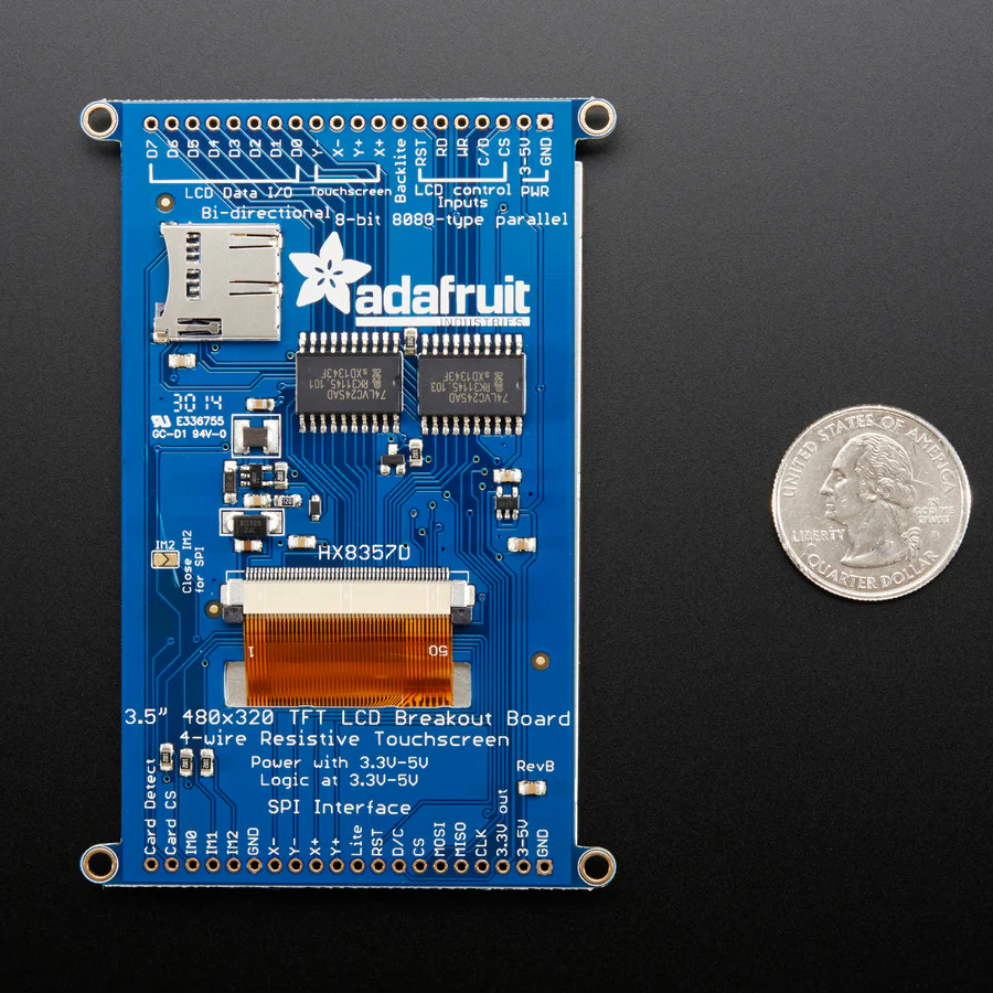 3.5" TFT 320x480 + Touchscreen Breakout Board w/MicroSD Socket - HXD8357D - Image 3