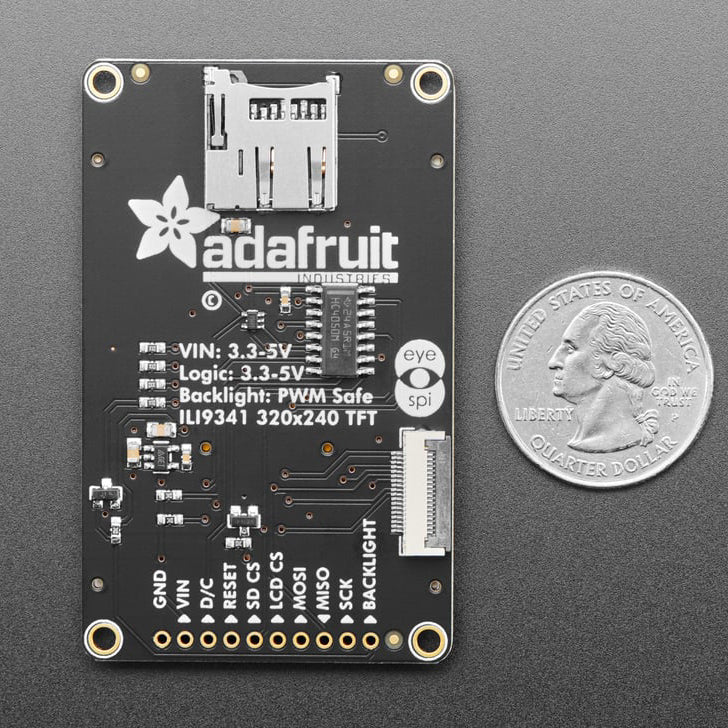 2.2" 18-bit color TFT LCD display with microSD card breakout - EYESPI Connector - Image 3