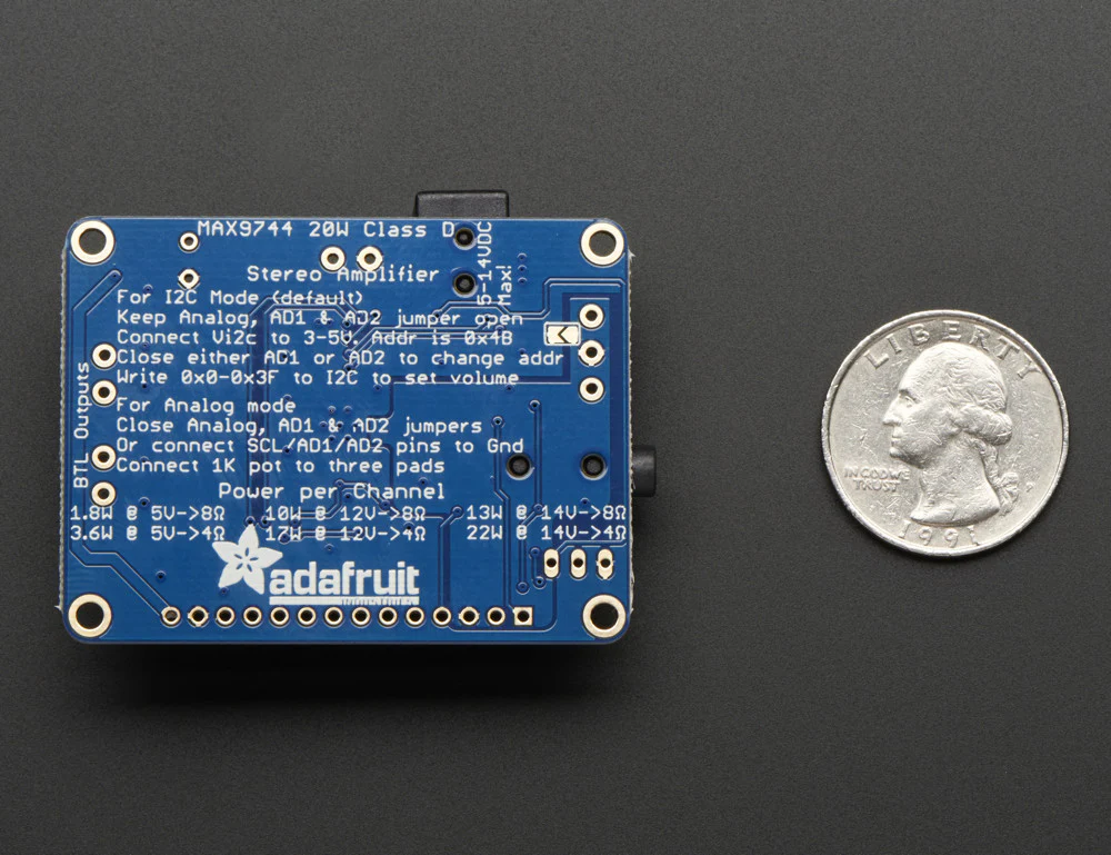 Adafruit Stereo 20W Class D Audio Amplifier - MAX9744 - Image 3