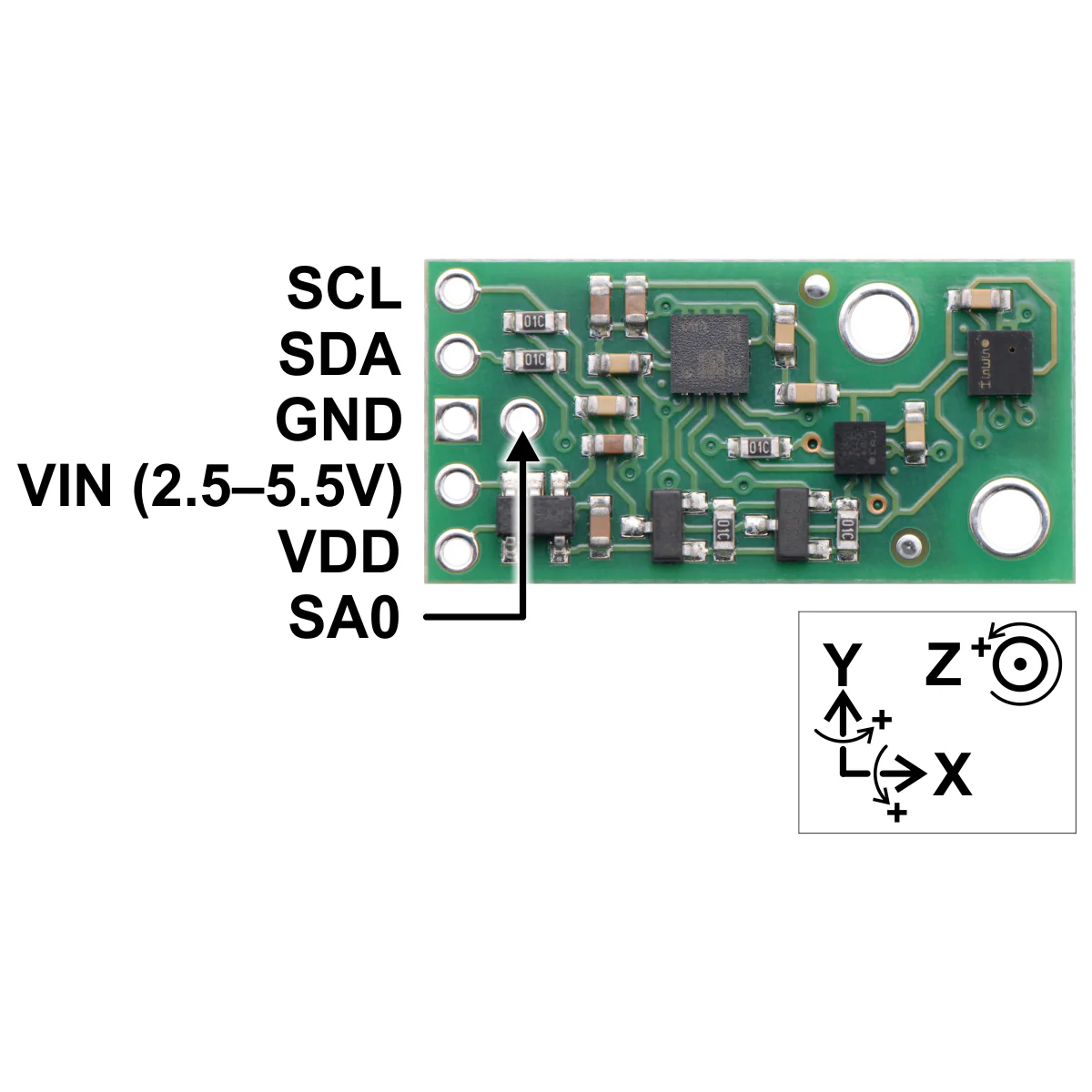 AltIMU-10 v5 Gyro, Accelerometer, Compass, and Altimeter (LSM6DS33, LIS3MDL, and LPS25H Carrier) - Image 6