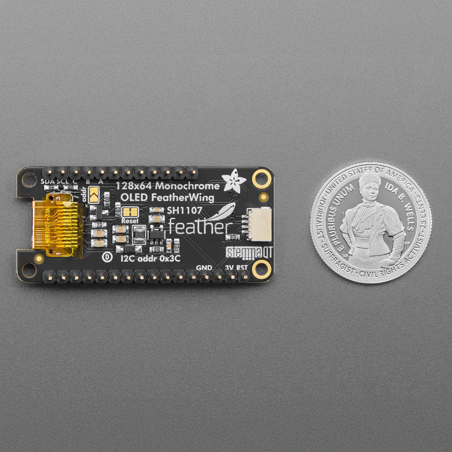 Assembled Adafruit FeatherWing OLED - 128x64 OLED Add-on - STEMMA QT / Qwiic - Image 4
