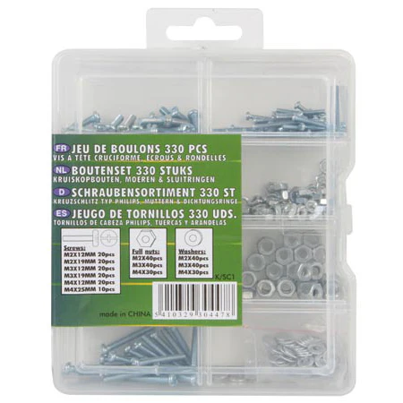 Bolt set  - Philips screws, nuts and washers (330 pcs)