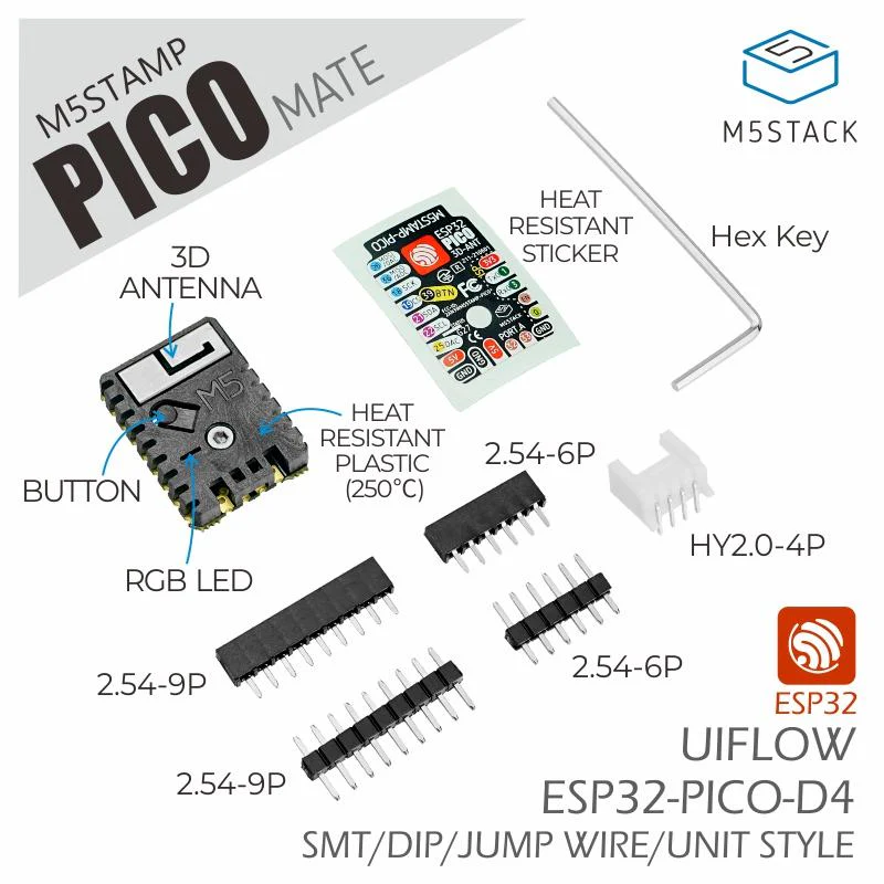 M5Stamp Pico Mate with Pin Headers - Image 11