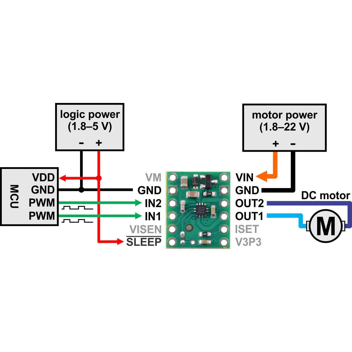 MP6550 Single Brushed DC Motor Driver Carrier - Image 9