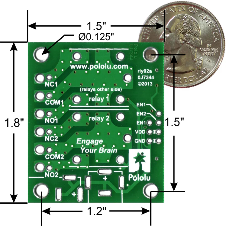 Pololu Basic 2-Channel SPDT Relay Carrier with 12VDC Relays (Assembled) - Image 4