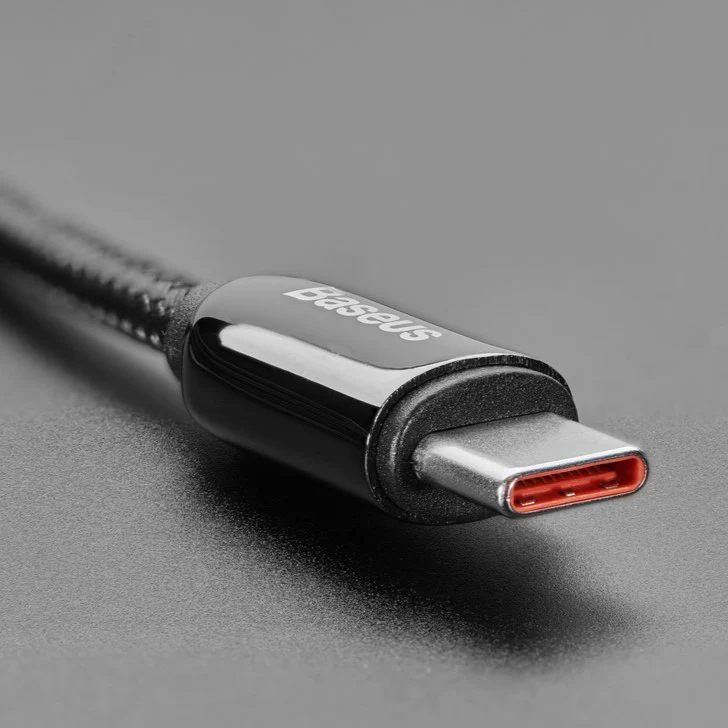 USB C to USB C Cable w/ 100W Watt Display - 2 meter Black Woven - Image 4